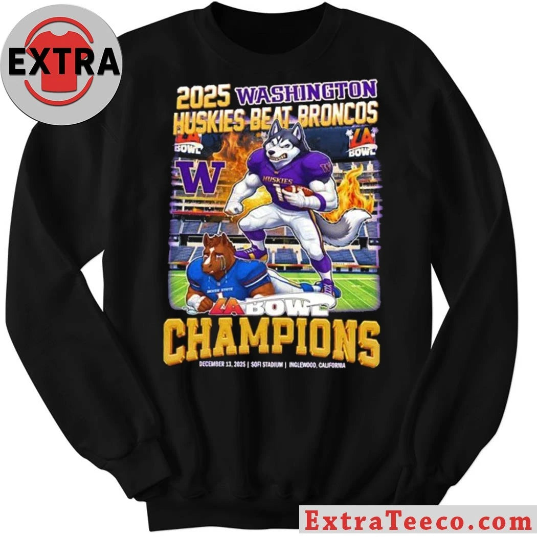 Celebrating the Washington Huskies’ victory over the Boise State Broncos in the LA Bowl on December 13, 2025, at SoFi Stadium in Inglewood, California T-Shirt
