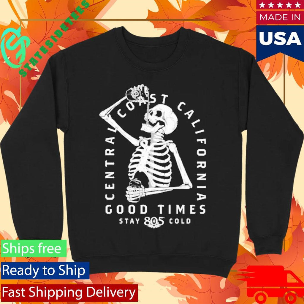 Central Coast California Good Time 805 Can Skeleton Shirt