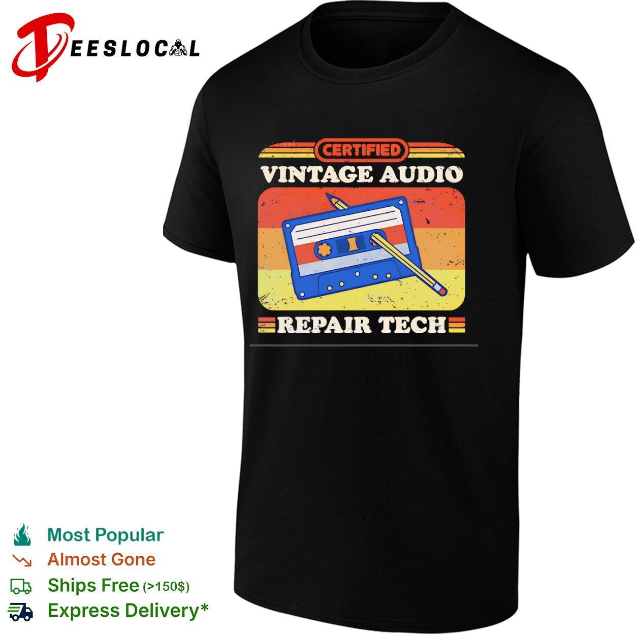 Certified vintage audio repair tech shirt