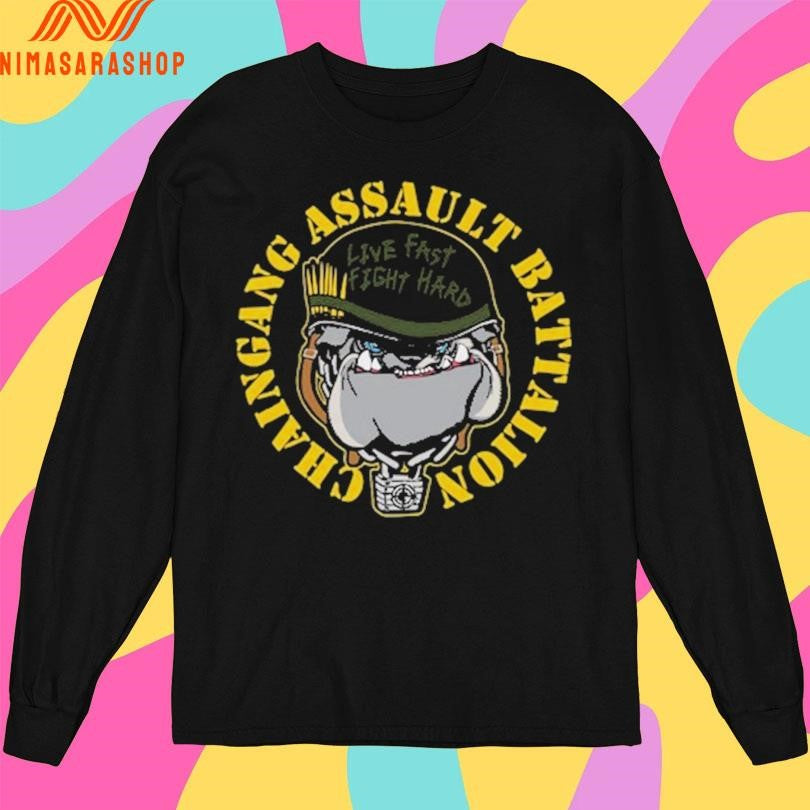 Chain Gang Assault Battalion Live Fast Fight Hard Mitchell And Ness Black John Cena Bulldog Cross Hair Shirts