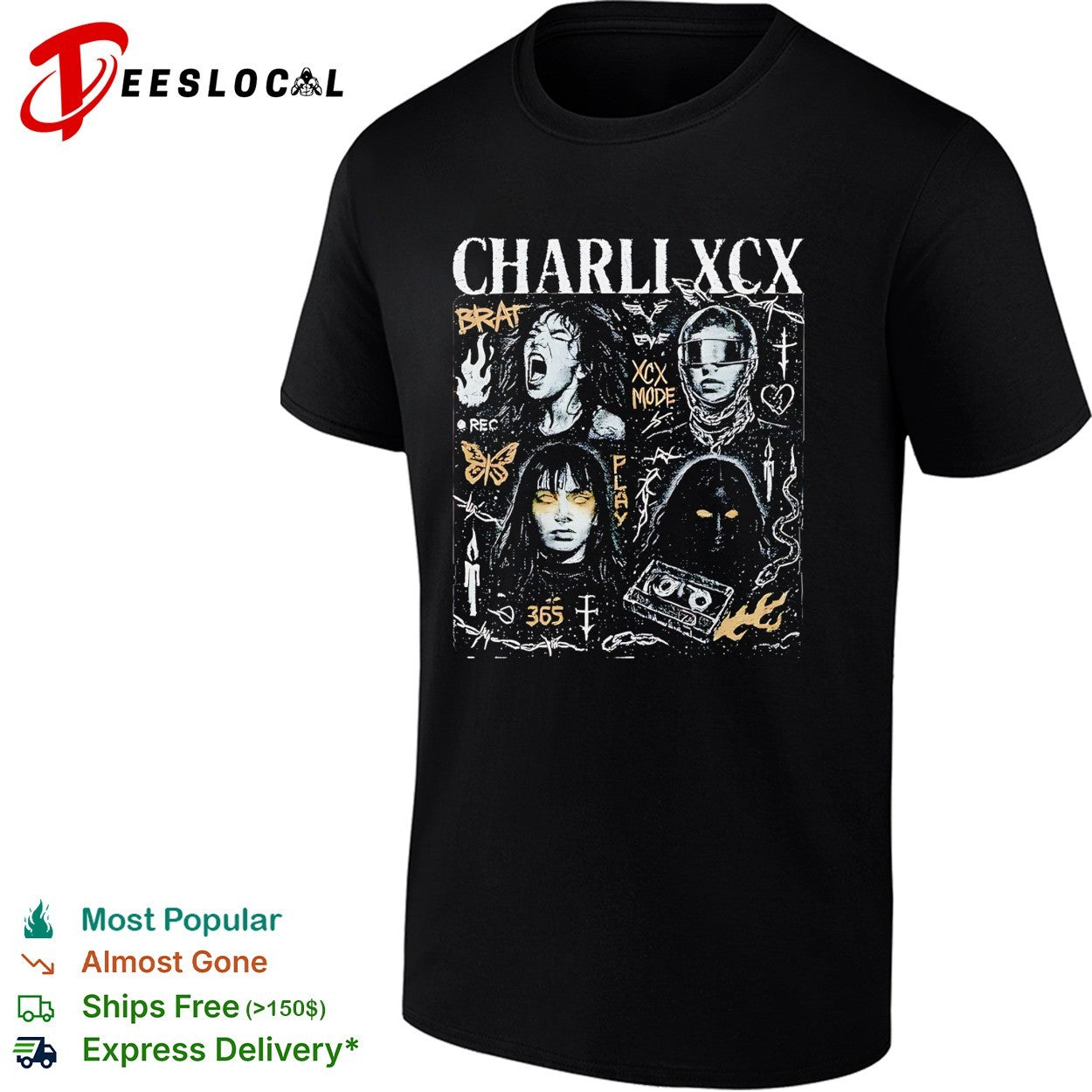 Charli XCX Brat album collage portrait shirt