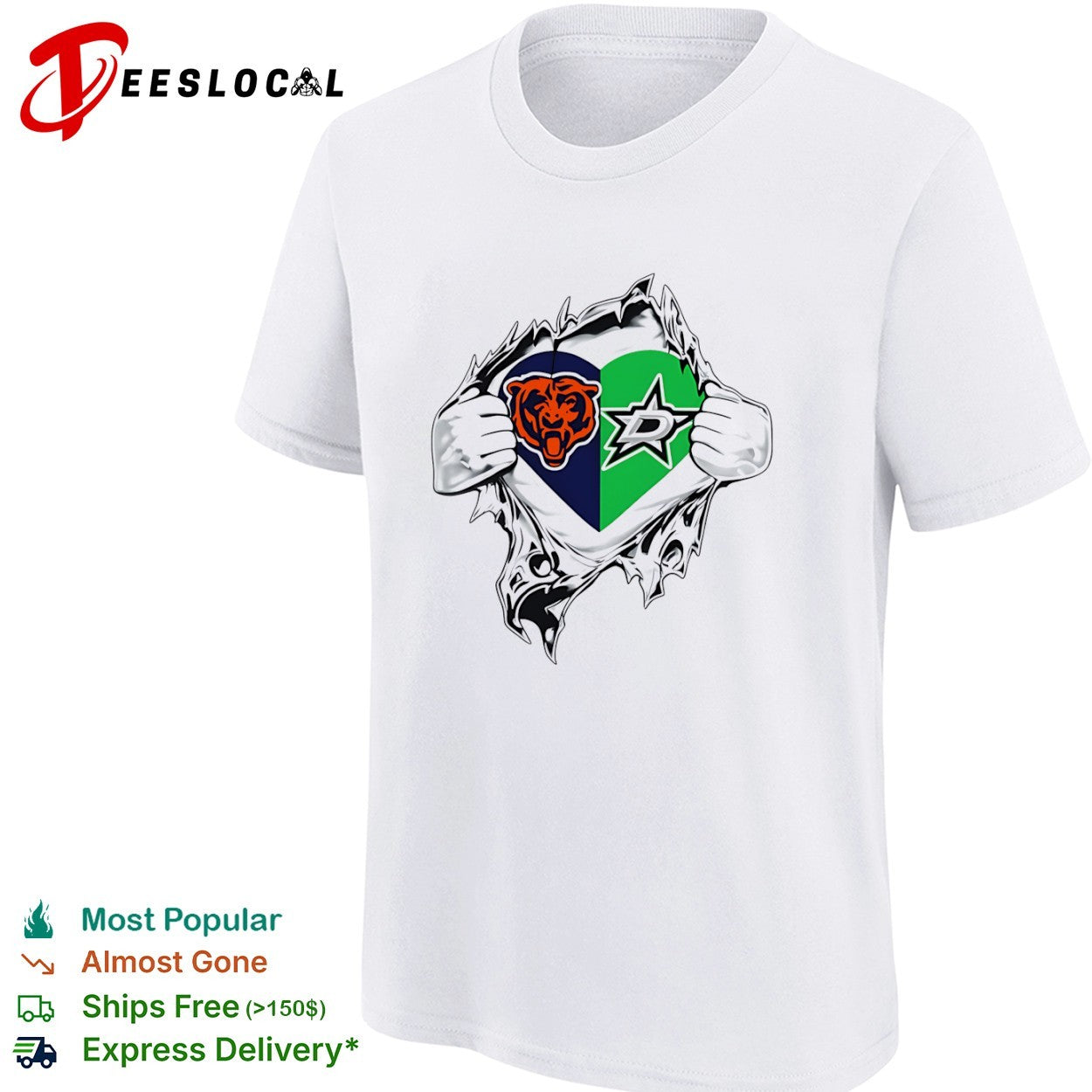 Chicago Bears and Dallas Stars Heart inside me shirt