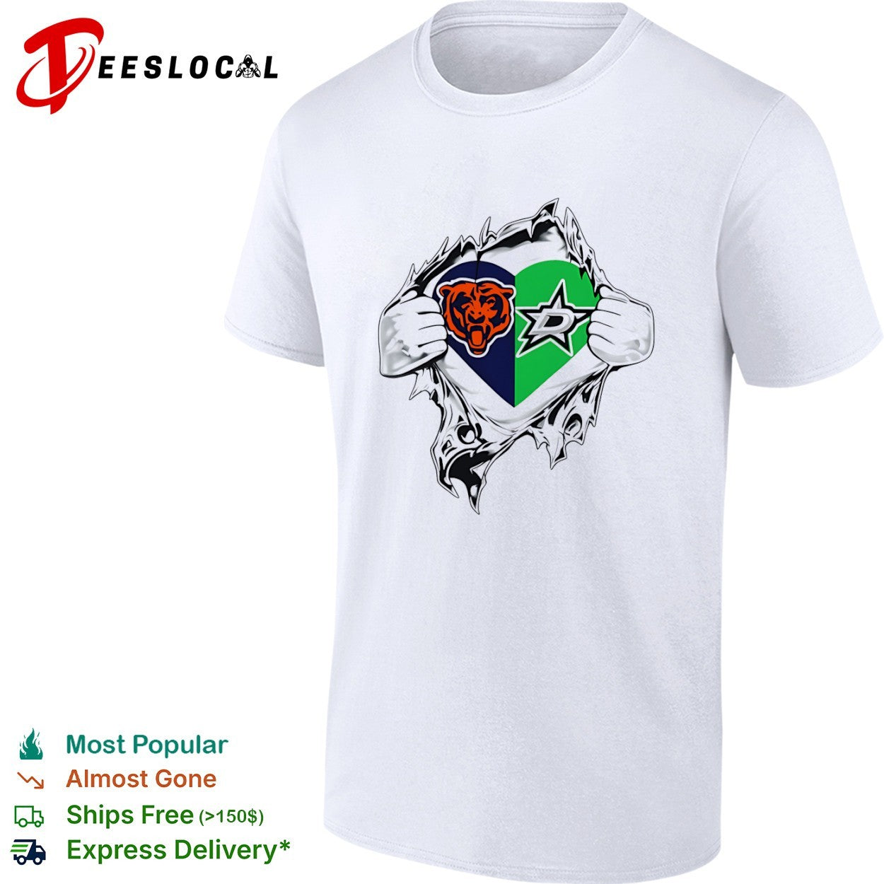 Chicago Bears and Dallas Stars Heart inside me shirt