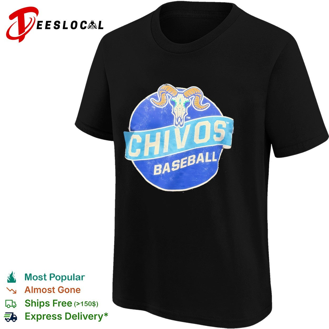 Chivos Baseball ram skull vintage logo shirt