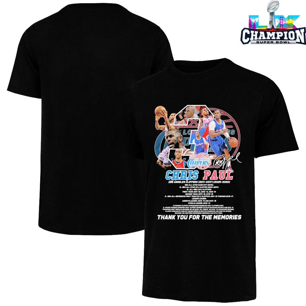 Chris Paul Los Angeles Clippers 2026 Thank You For The Memories Signature T-shirts