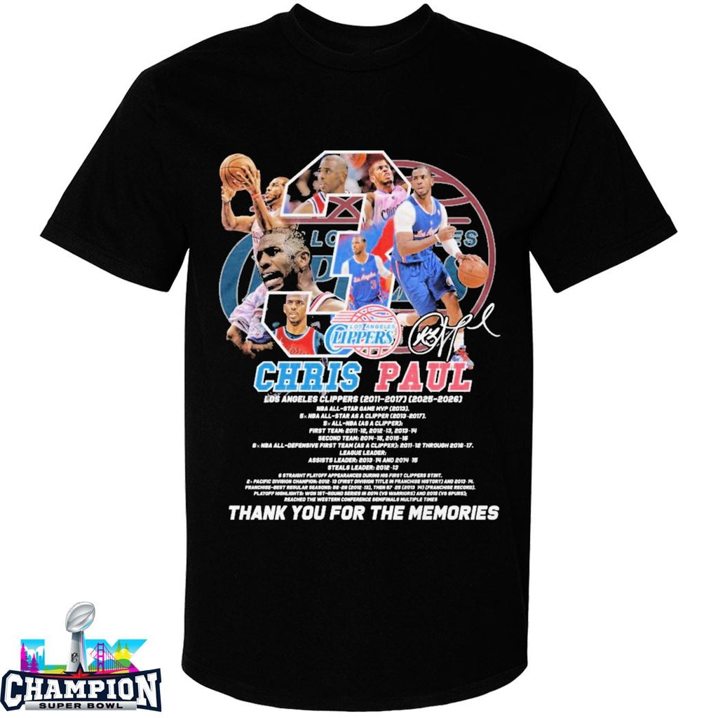 Chris Paul Los Angeles Clippers 2026 Thank You For The Memories Signature T-shirts