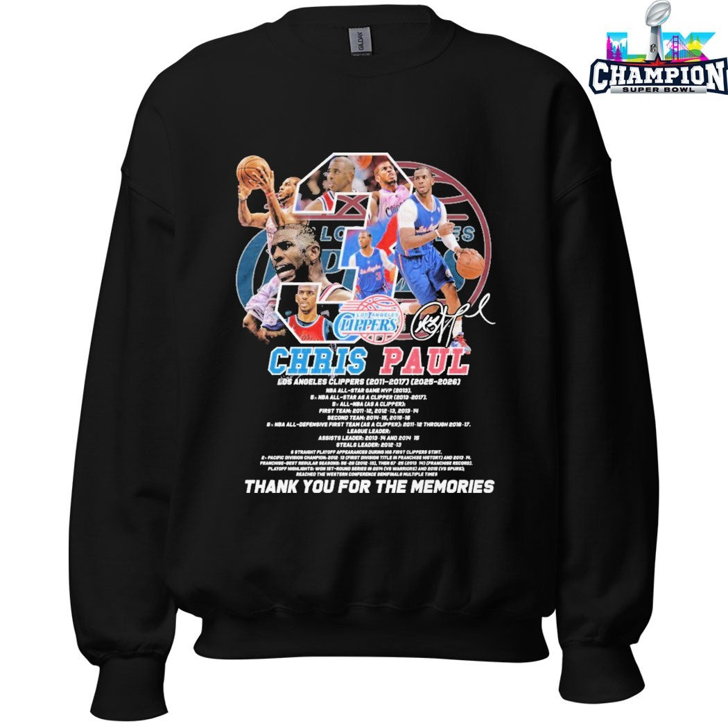 Chris Paul Los Angeles Clippers 2026 Thank You For The Memories Signature T-shirts
