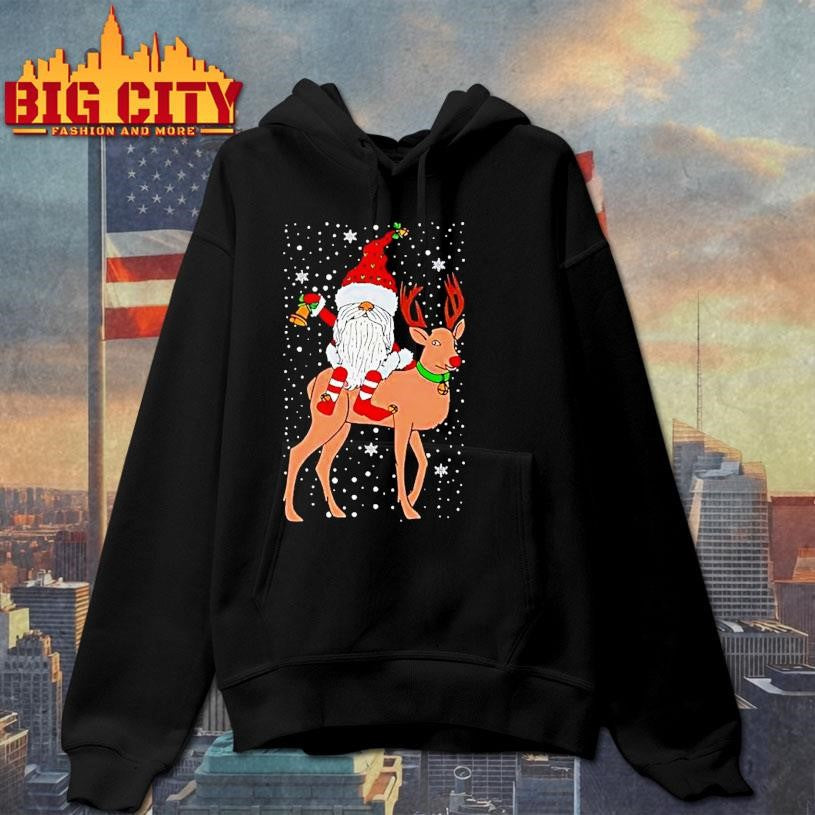 Christmas Holiday Gnome Riding Reindeer Shirt