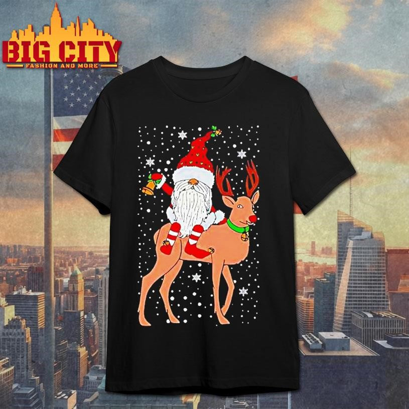 Christmas Holiday Gnome Riding Reindeer Shirt