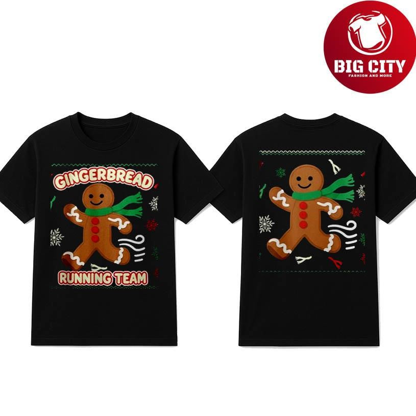 Christmas Running Gingerbread Man Ugly 2025 Two Sided Shirt