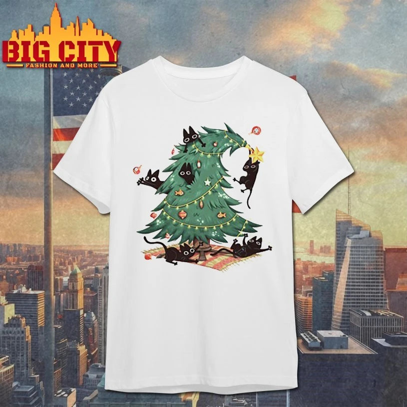 Christmas Tree And black Cat 2025 shirt