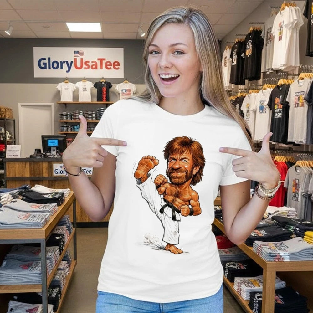 Chuck Norris Caricature Movie Fan Gift T-Shirt