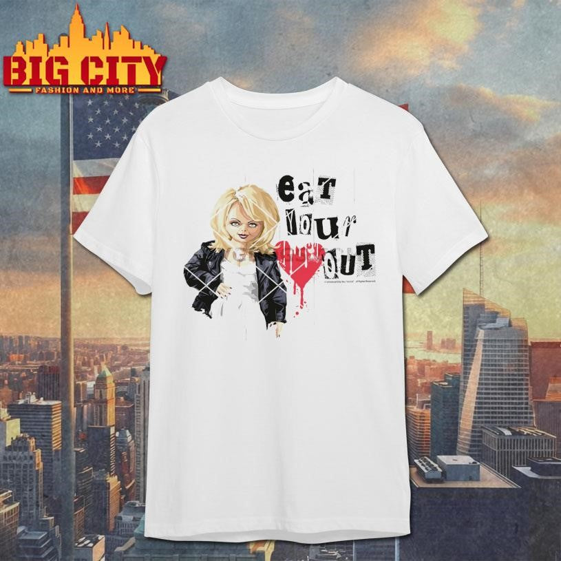 Official Chucky Tiffany Valentine Eat Your Out Dripping Heart Shirt