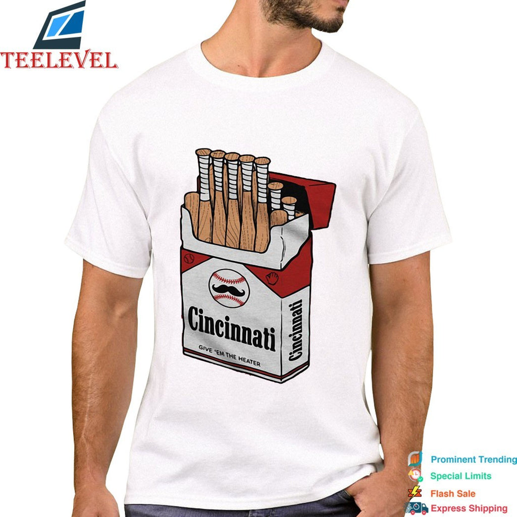 Cincinnati Reds Smokes Give ‘Em The Heater Cigarettes Marlboro T-Shirts