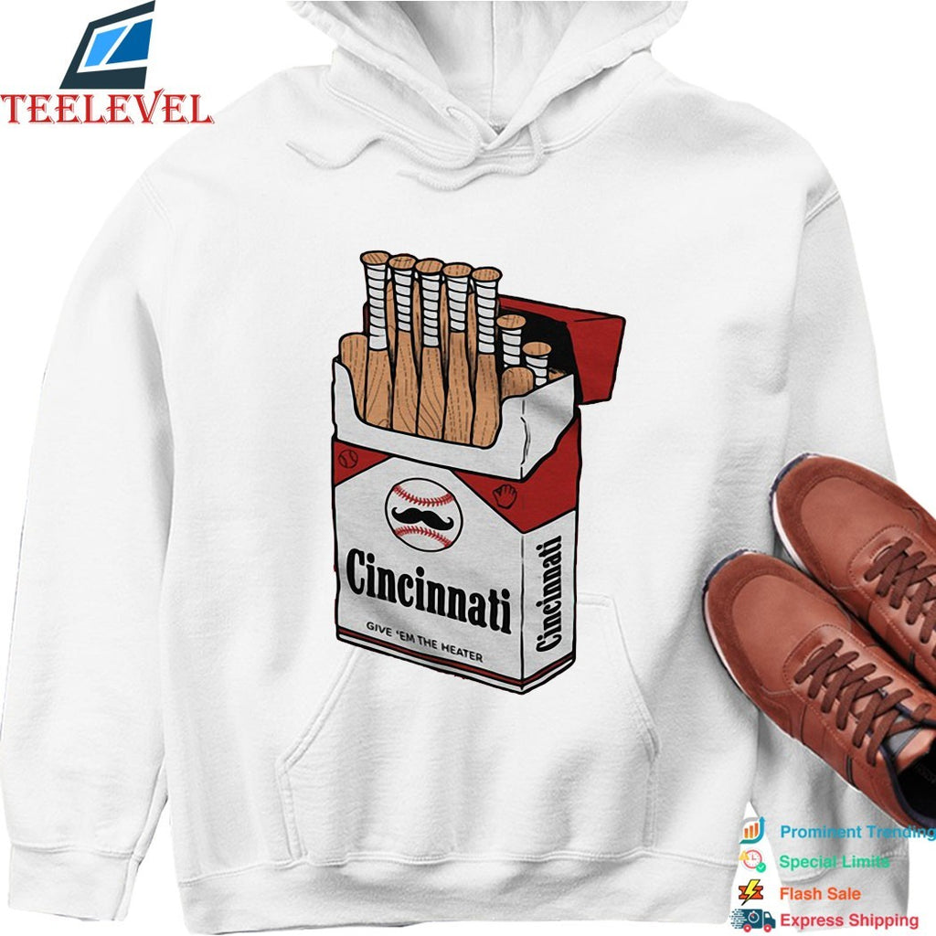 Cincinnati Reds Smokes Give ‘Em The Heater Cigarettes Marlboro T-Shirts