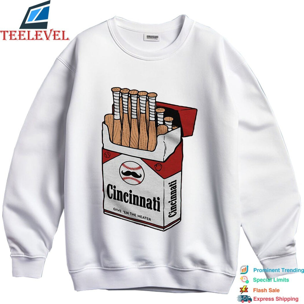 Cincinnati Reds Smokes Give ‘Em The Heater Cigarettes Marlboro T-Shirts
