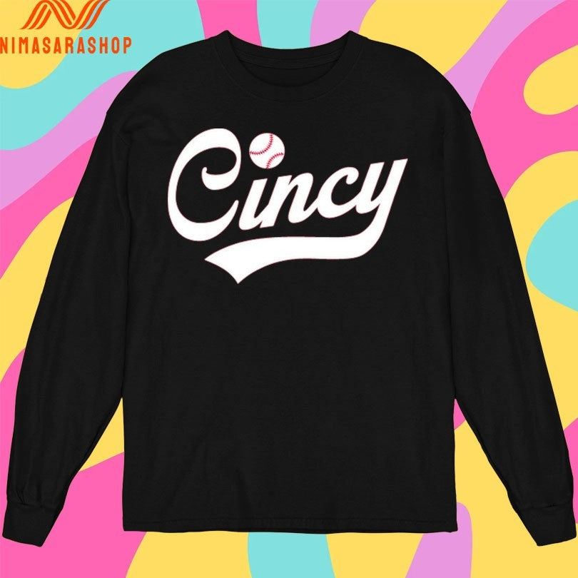 Cincy Baseball Script Shirts