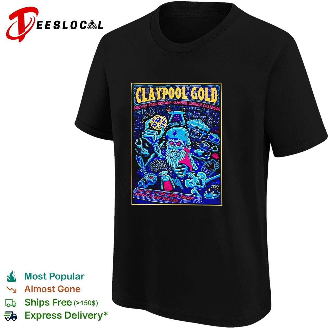 Claypool Gold Primus Claypool Lennon Delirium And Frog Brigade Austin Texas 2026 Show shirt
