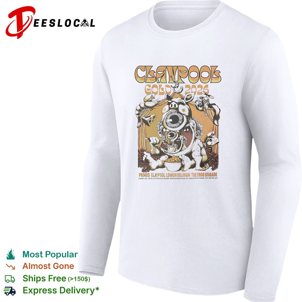 Claypool Gold Primus Claypool Lennon Delirium and The Frog Brigade Atlanta Georgia June 20 2026 shirt