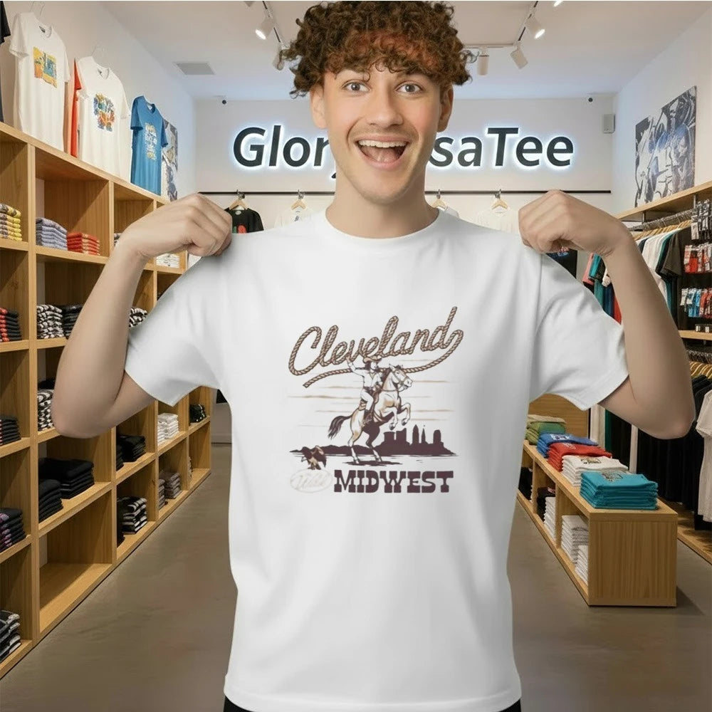 Cle Clothing Co Store Merch Cleveland Wild Midwest Cowgirl Crew T-Shirt