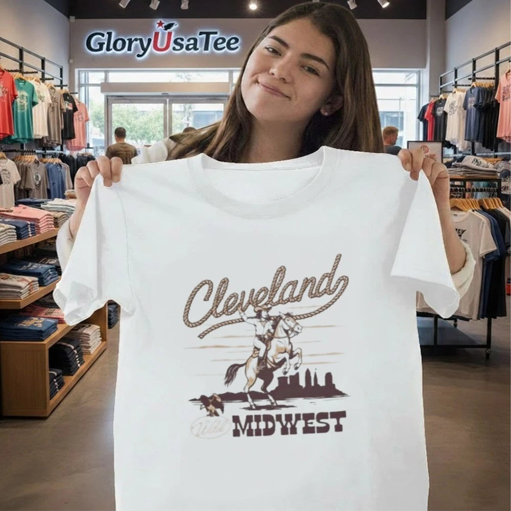 Cle Clothing Co Store Merch Cleveland Wild Midwest Cowgirl Crew T-Shirt