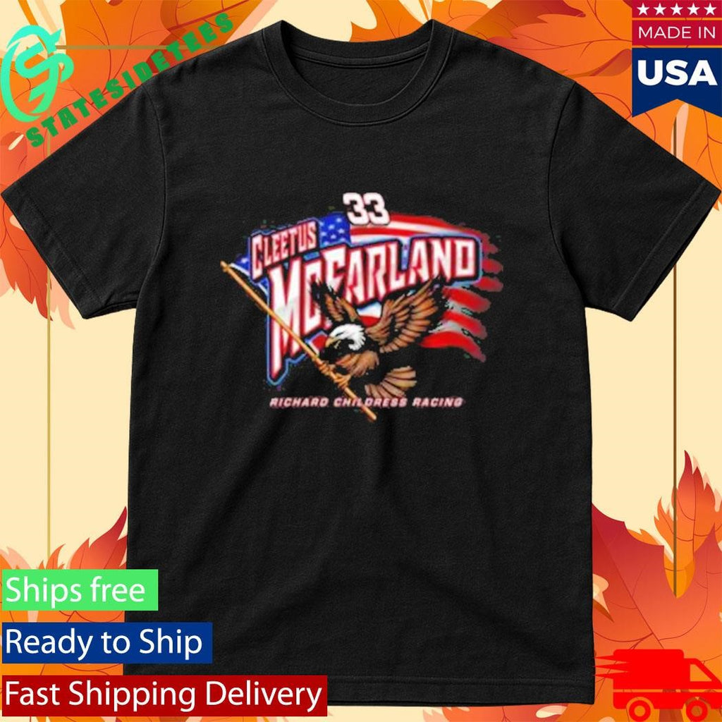 Cleetus Mcfarland Rcr No. 33 American Flag &amp; Bald Eagle Black Car Shirt