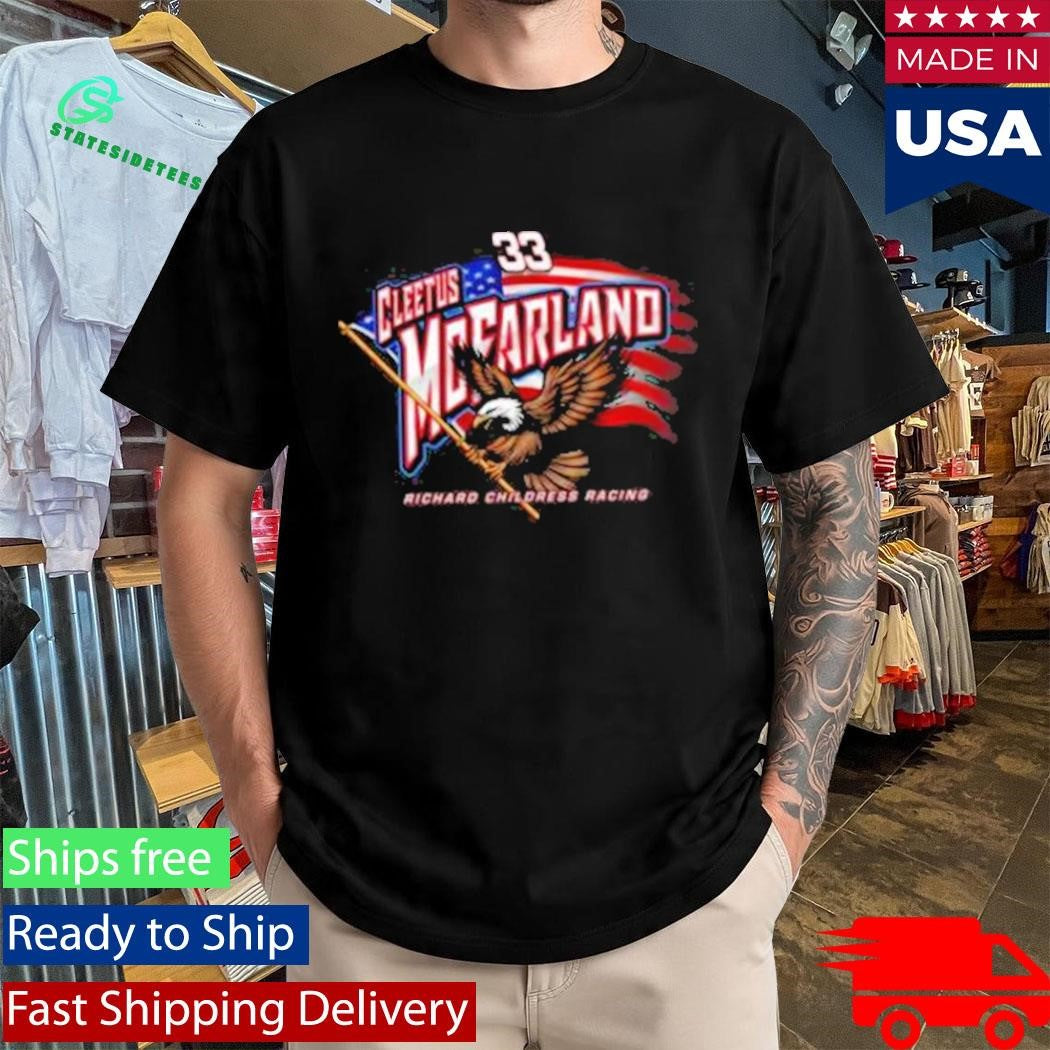 Cleetus Mcfarland Rcr No. 33 American Flag &amp; Bald Eagle Black Car Shirt