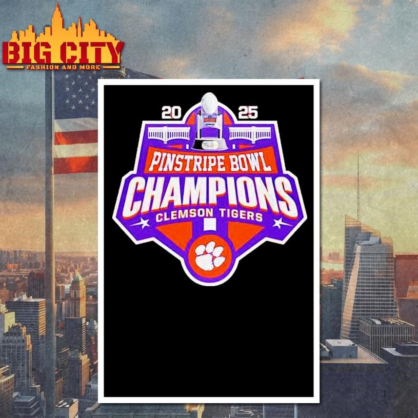 Clemson Tigers 2025 Pinstripe Bowl Champions logo shirt