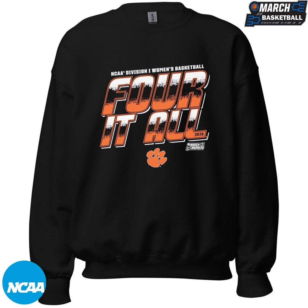 Clemson Tigers Four It All 2026 NCAA Women’s Basketball March Madness T-shirts