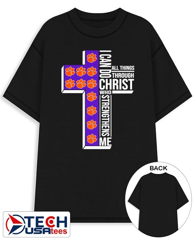 Clemson Tigers Women’s Basketball cross I can do all things through christ who strengthens me shirt