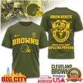 Cleveland Browns Green Berets US Army Special Forces Military Tribute Two Sided Shirt
