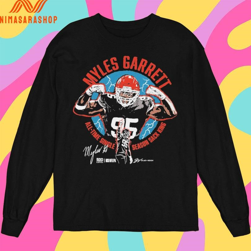 Cleveland Browns Myles Garrett All-Time Single Season Sack King Signature Shirts