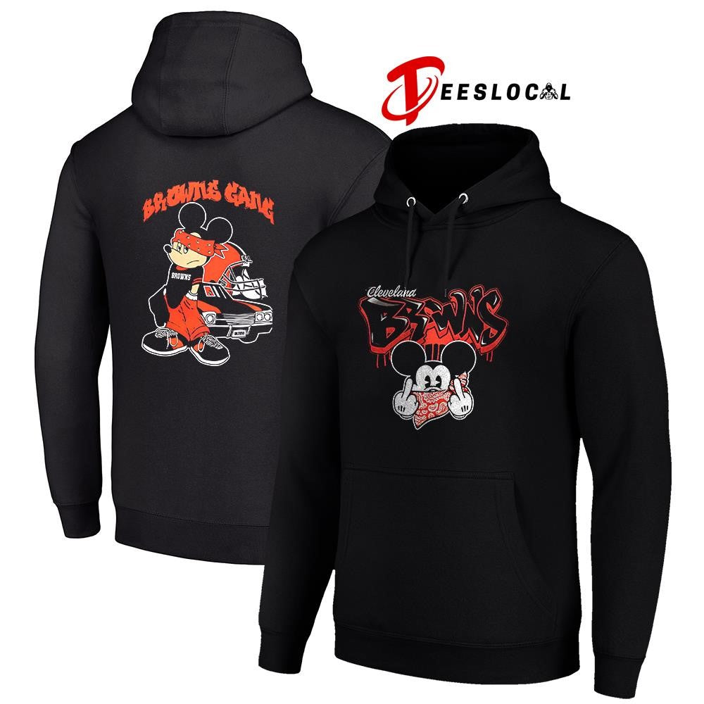 Cleveland Browns x Gangsta Mickey Mouse middle finger shirt