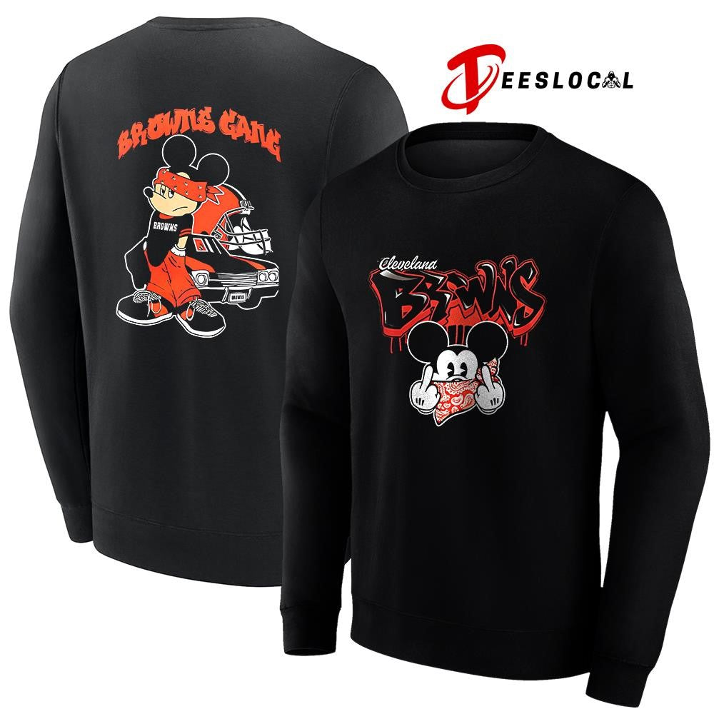Cleveland Browns x Gangsta Mickey Mouse middle finger shirt