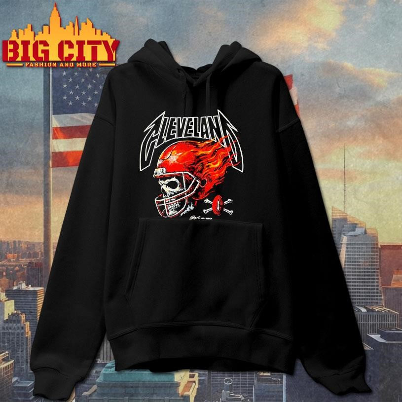 Cleveland Skull Flames Helmet Shirt