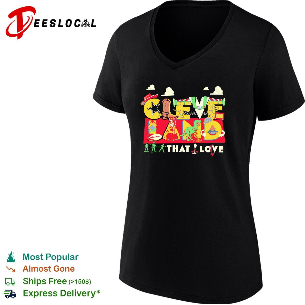 Cleveland That I Love Toy Story characters animated icon letters shirt