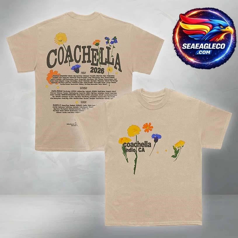Coachella Festival Pressed Flowers 2026 Lineup Two Sided Shirt
