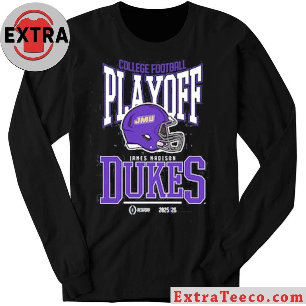 College Football Playoff 2025-26 James Madison Playoff Bound Helmet And Logo Shirt