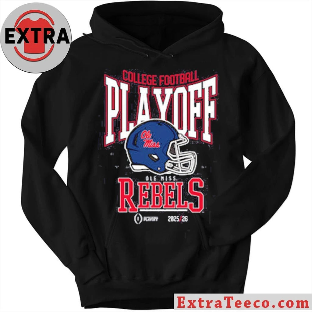 College Football Playoff 2025-26 Ole Miss Playoff Bound Helmet And Logo Shirt