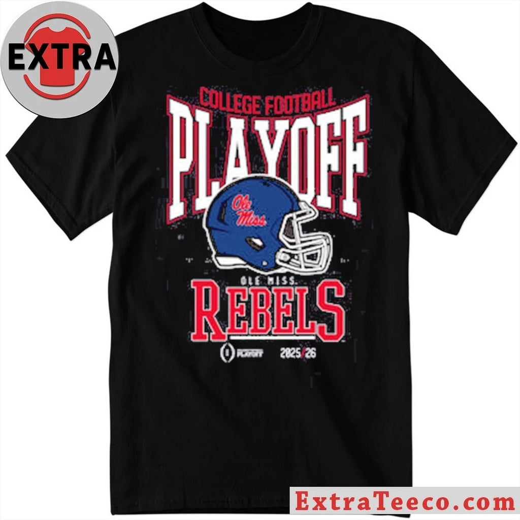 College Football Playoff 2025-26 Ole Miss Playoff Bound Helmet And Logo Shirt