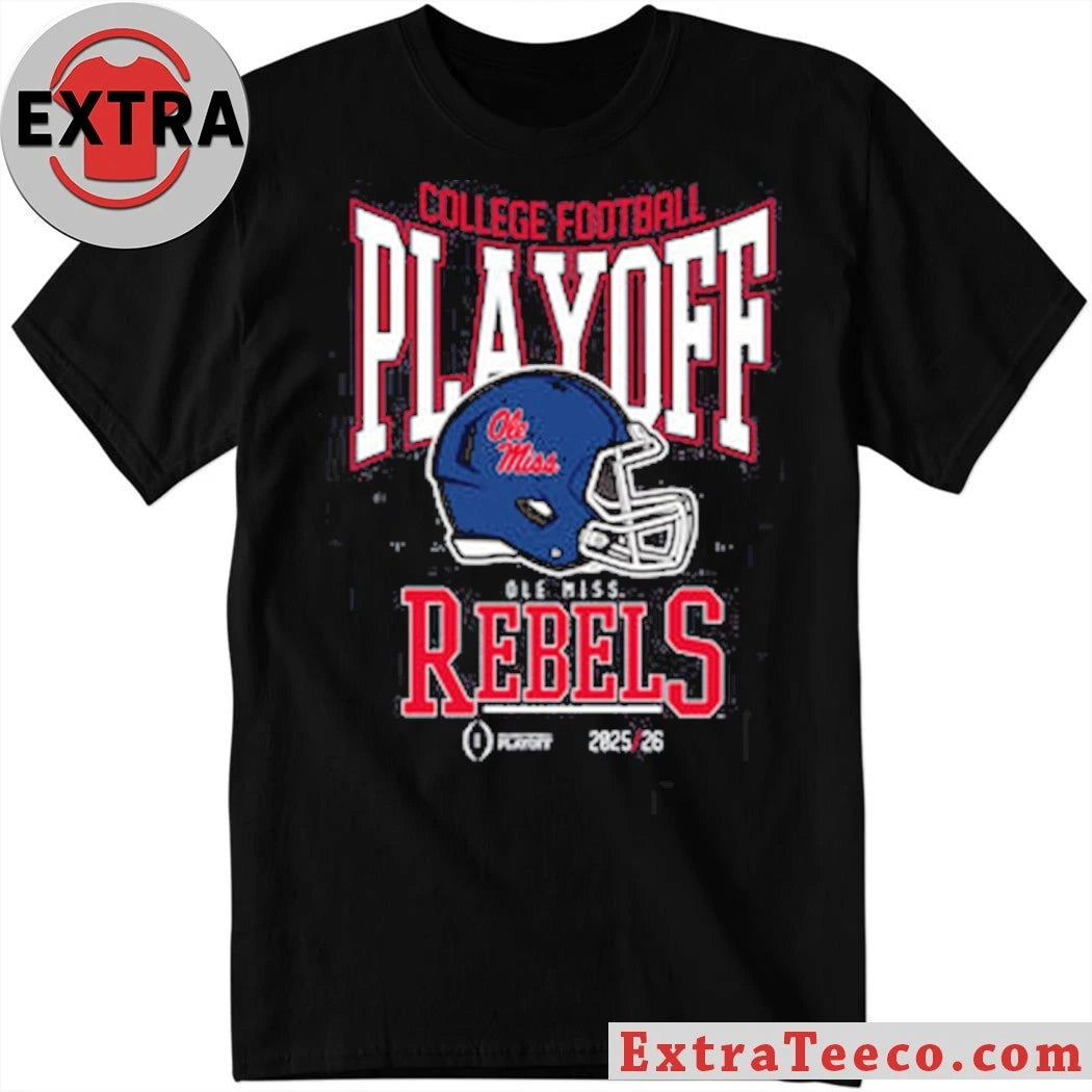 College Football Playoff 2025-26 Ole Miss Playoff Bound Helmet And Logo Shirt