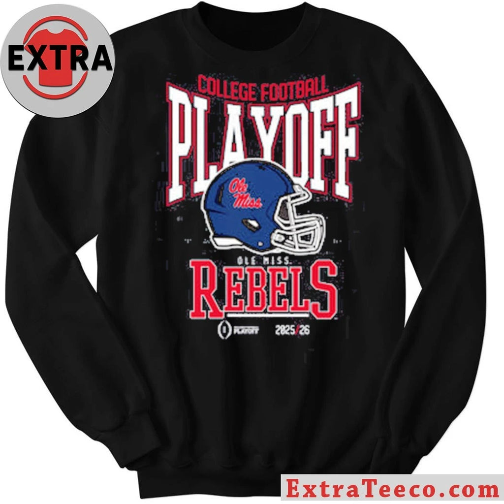 College Football Playoff 2025-26 Ole Miss Playoff Bound Helmet And Logo Shirt