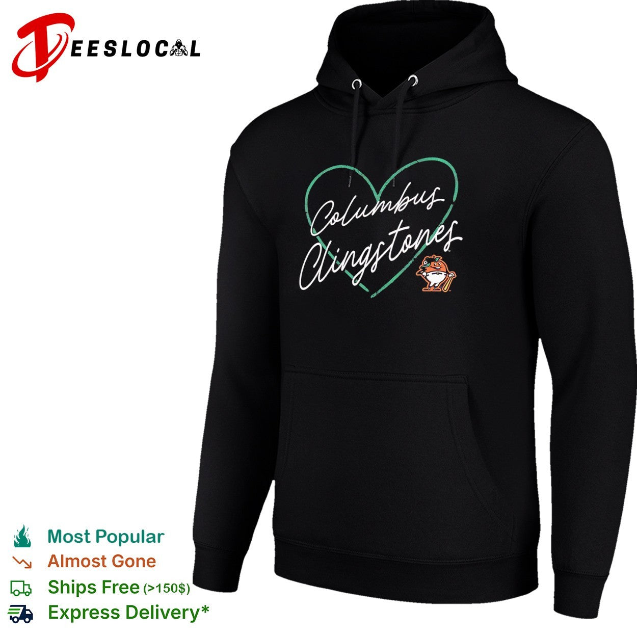 Columbus Clingstones baseball heart logo shirt