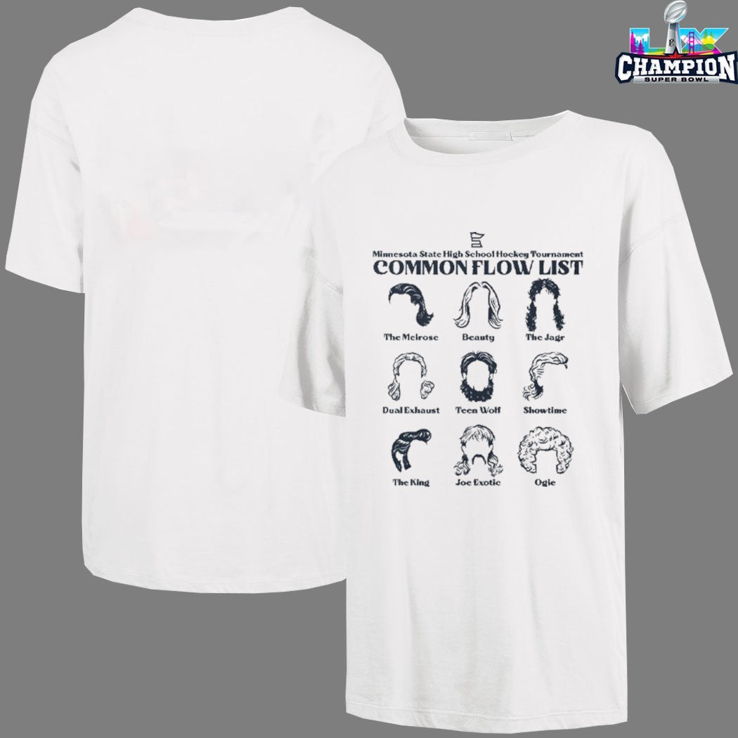 Common Flow List Minnesota State High School Hockey Tournament Hairs T-shirts