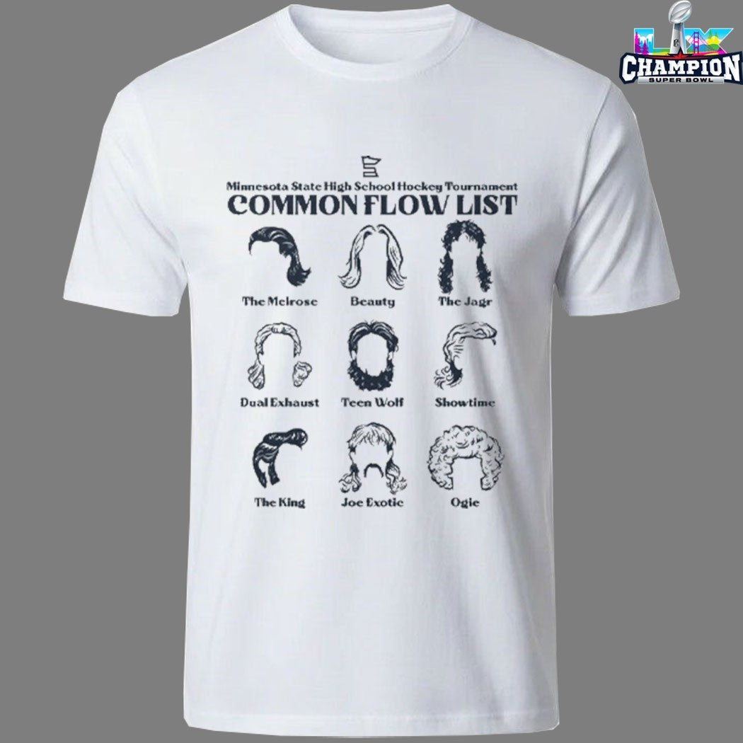 Common Flow List Minnesota State High School Hockey Tournament Hairs T-shirts