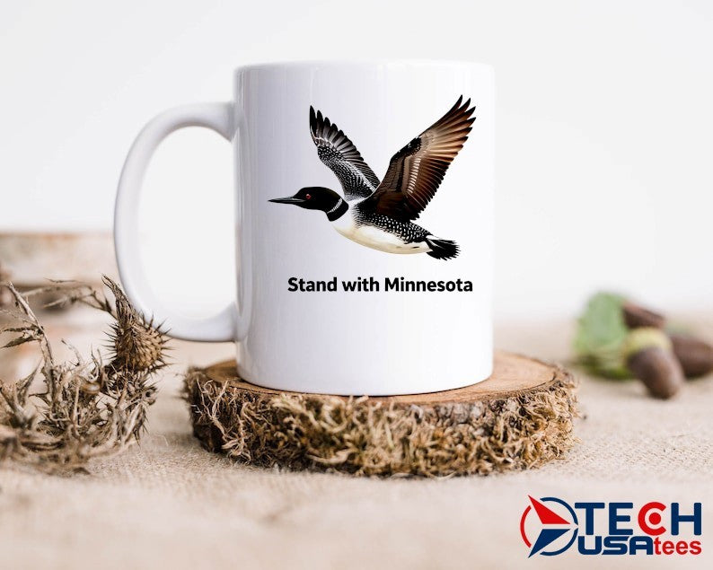 Common Loon stand with Minnesota shirt