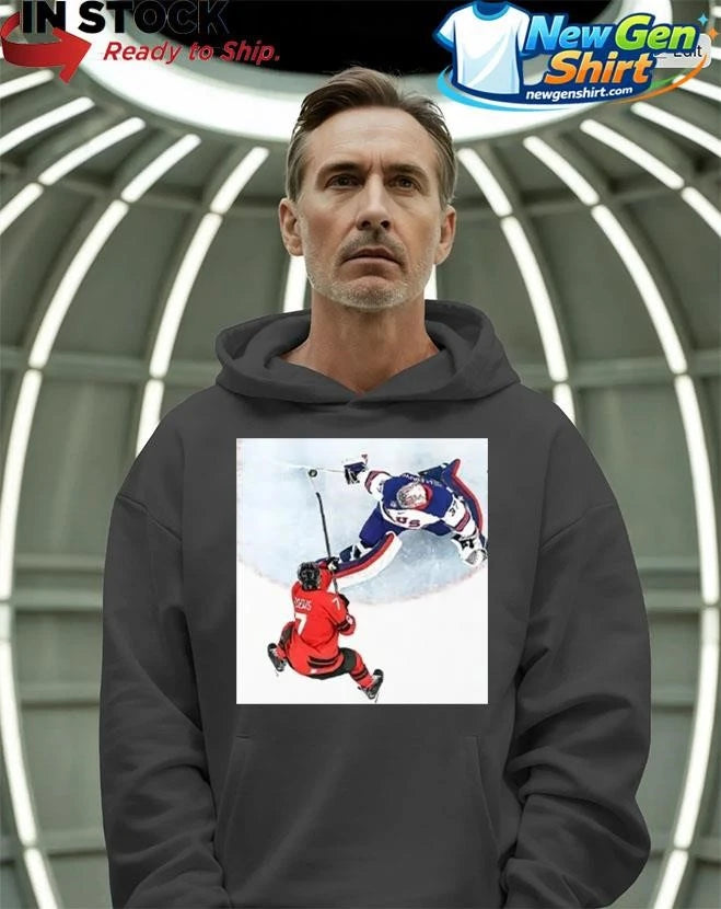 Connor Hellebuyck Goalie Save USA Gold Shirt