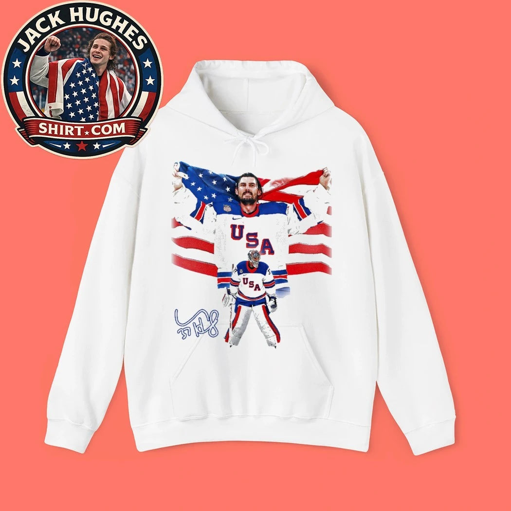 Connor Hellebuyck Olympic Gold New York Rangers Signature Shirt