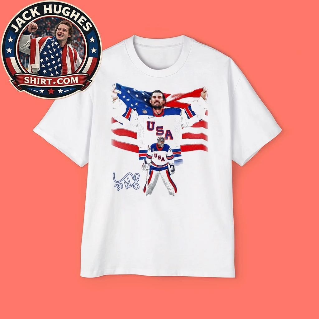 Connor Hellebuyck Olympic Gold New York Rangers Signature Shirt
