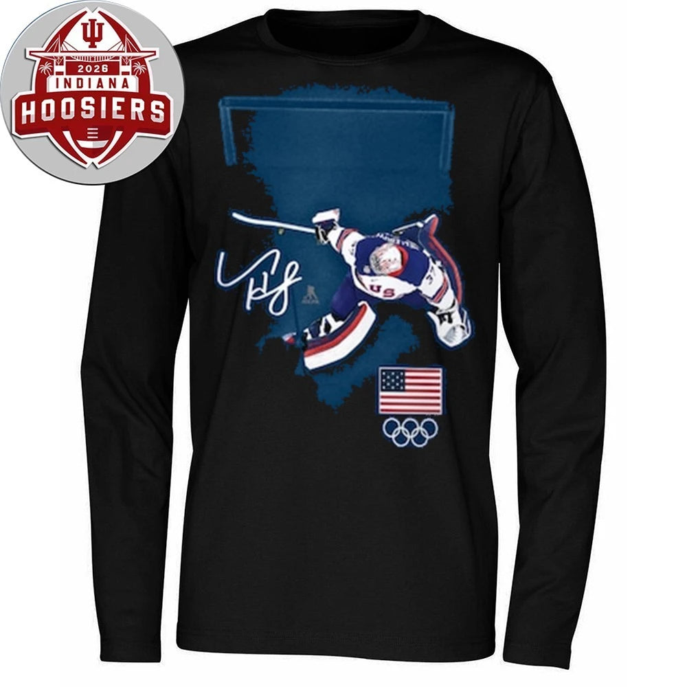 Connor Hellebuyck USA Hockey Fanatics Gold Medal Save Shirt